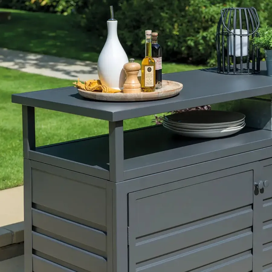 Online Aluminium Sideboard with Double Doors Storage Boxes