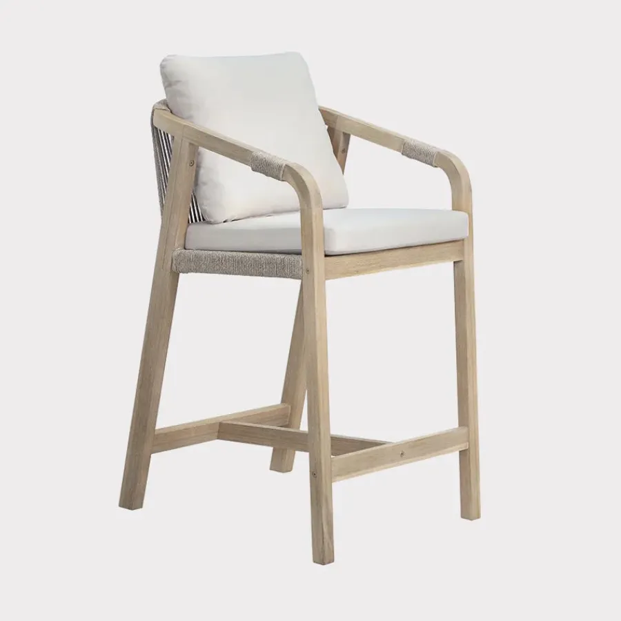 Clearance Cora Rope Bar Chair with Cushion (Pair) Rope | Wood