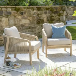 Clearance Cora Rope Lounge Armchair (Pair) Rope | Wood