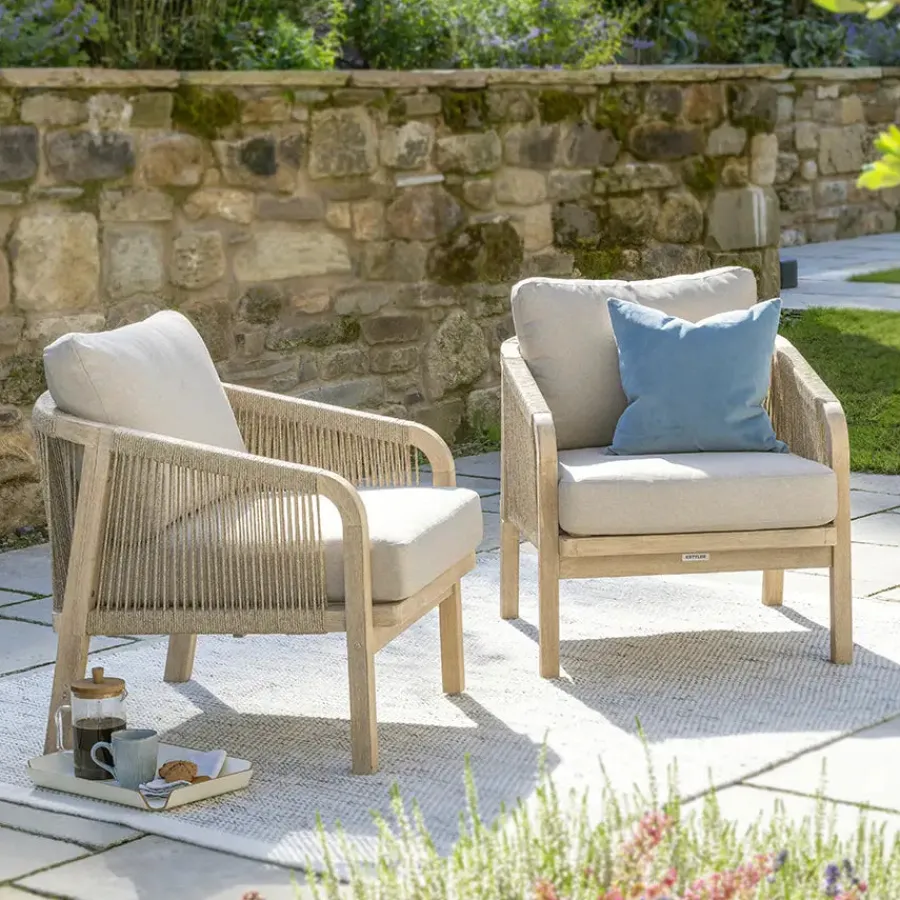 Clearance Cora Rope Lounge Armchair (Pair) Rope | Wood