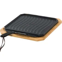Outlet Cozze® Reversible Cast Iron Pan with Bamboo Tray 330 x 330 mm Accessories