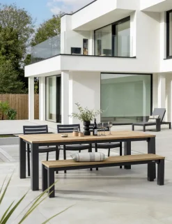 Clearance elba 6 Seat Dining Set with 3 Chairs and 1 Bench 6 Seats | Aluminium