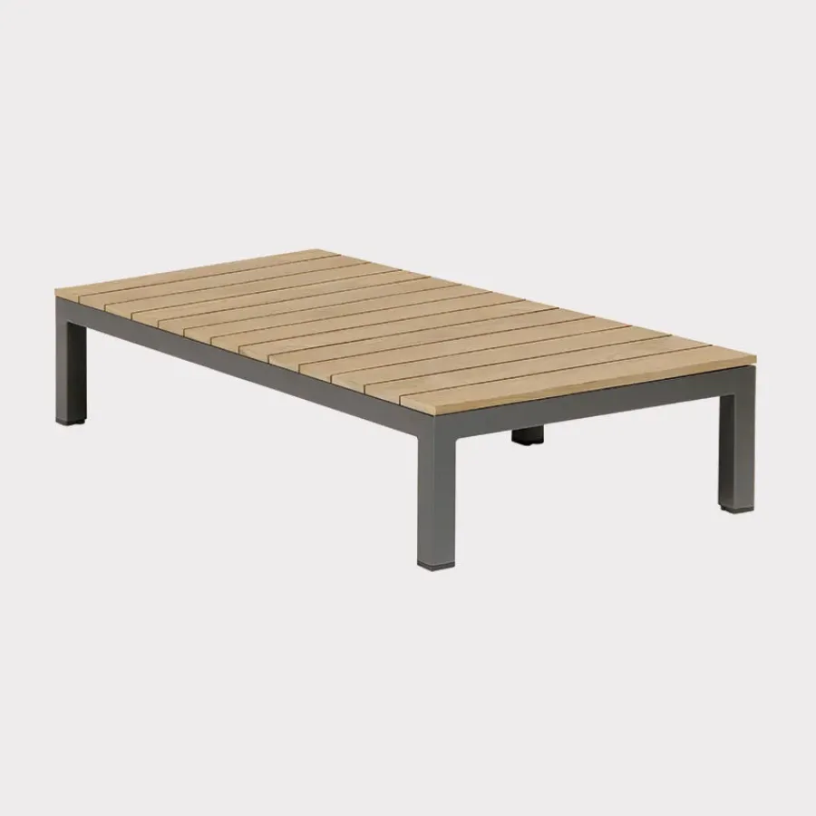 Outlet elba Coffee Table Rectangular Teak Grey Aluminium | Coffee Tables