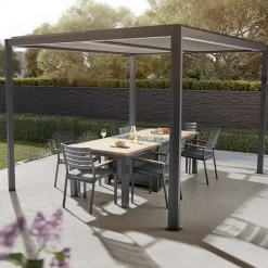 Best elba Dining Table 100x100cm - Grey Aluminium | Wood