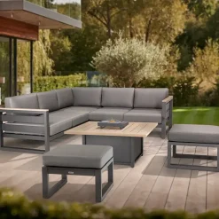 Clearance elba Grande Footstool with cushion Aluminium