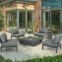 Hot elba Side Chairs with Kalos Fire Pit and Gas Bottle Storage Aluminium