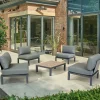 Outlet elba Side Chairs with Signature Square Coffee Table Aluminium