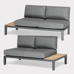 New elba Signature Low Lounge Left and Right Sofa (with Side Tables) Aluminium | Lounge Sets