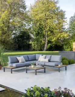 Hot elba Signature Standard Low Lounge Corner Set (Grey) Aluminium | Wood