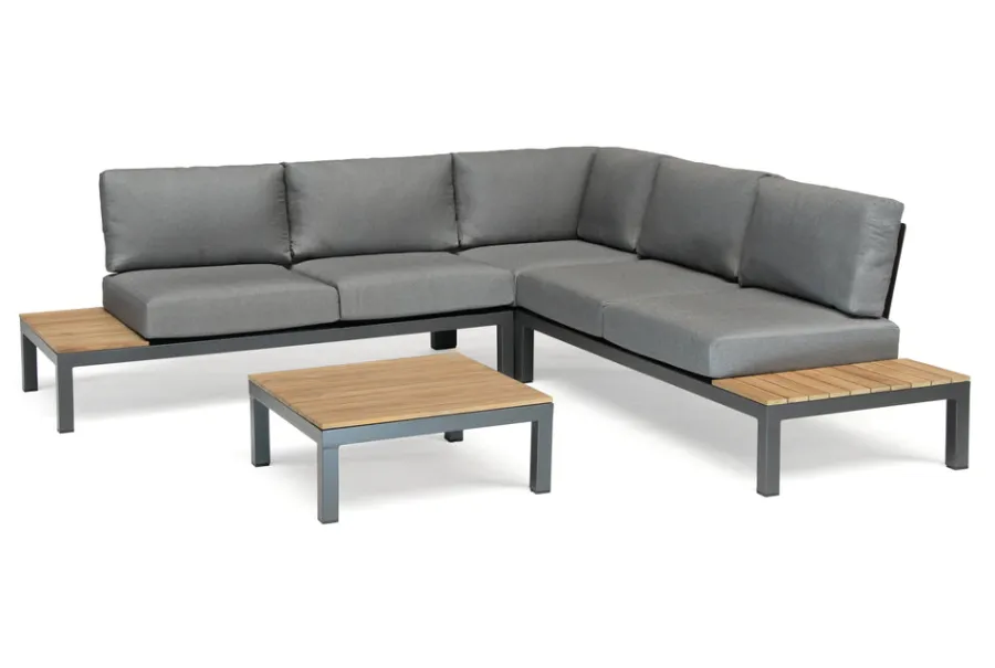 Hot elba Signature Standard Low Lounge Corner Set (Grey) Aluminium | Wood