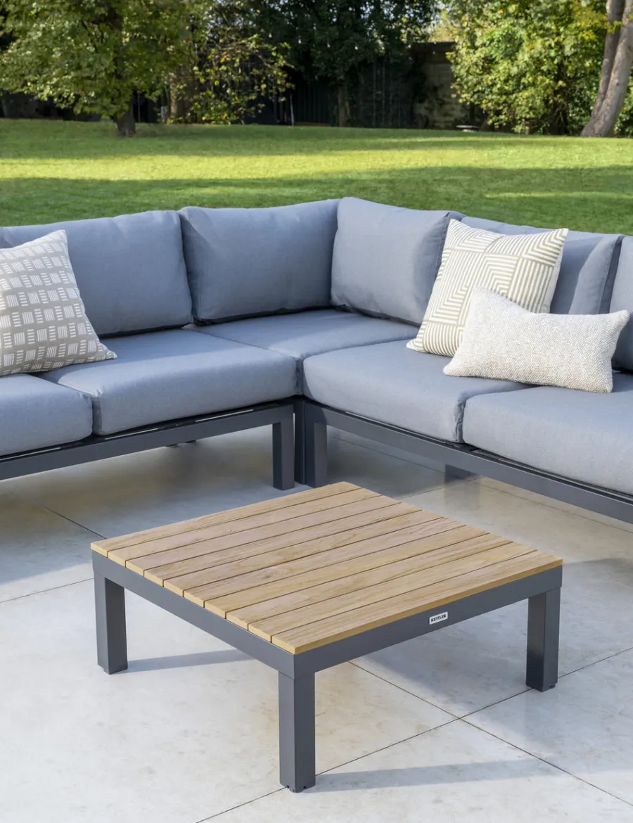 Hot elba Signature Standard Low Lounge Corner Set (Grey) Aluminium | Wood