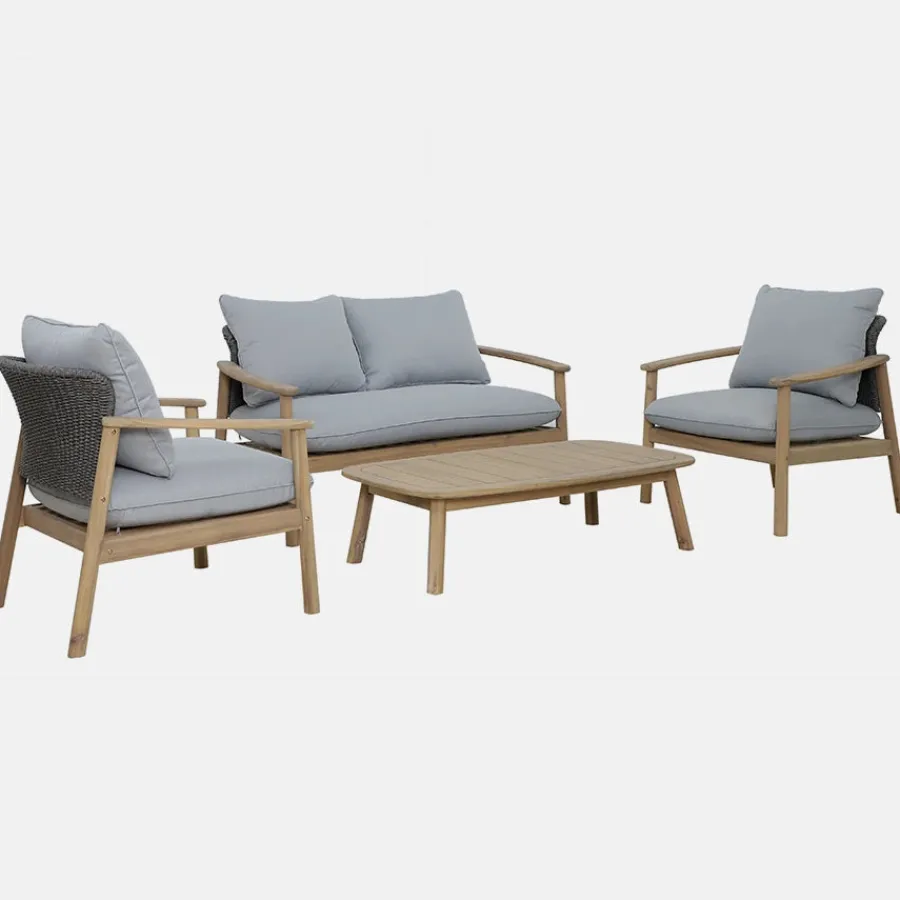 Hot Freeport 4-Seat Lounge Set with Coffee Table 125x65cm 4 Seats | Wood