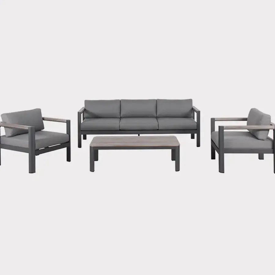 Clearance Gio 5 Seat Lounge Set including Coffee Table Aluminium | Lounge Sets