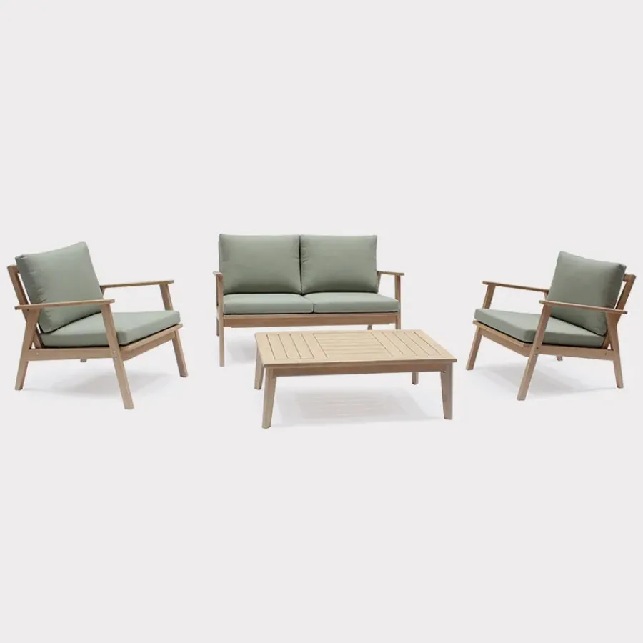 New Hampton Lounge Set 4 Seats | Wood