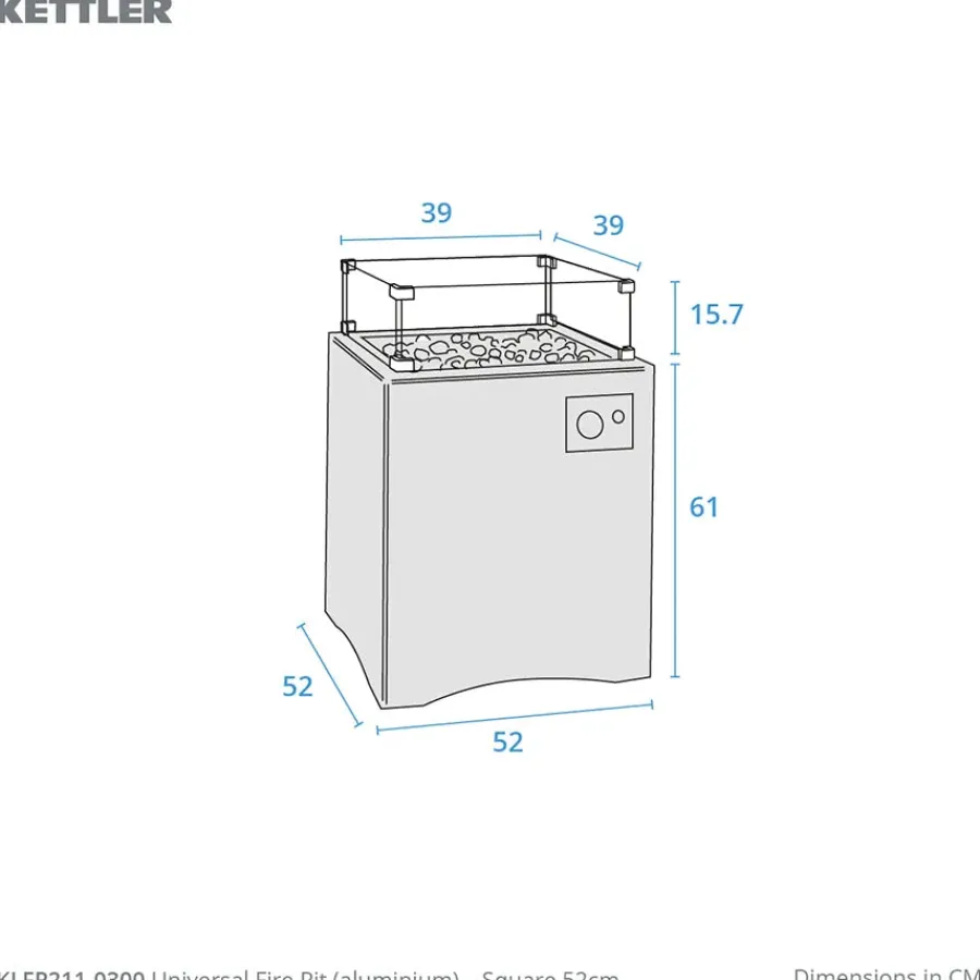 Clearance Kalos Universal Fire Pit (aluminium) – Square 52cm Bowls & Tables