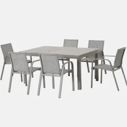 Online Lille 6 Seat Dining Set Aluminium | Dining Sets
