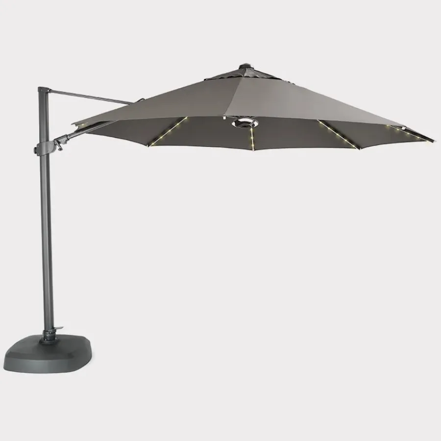 Discount 3.5m Free Arm Parasol with LED Lighting and Wireless Speaker Parasols
