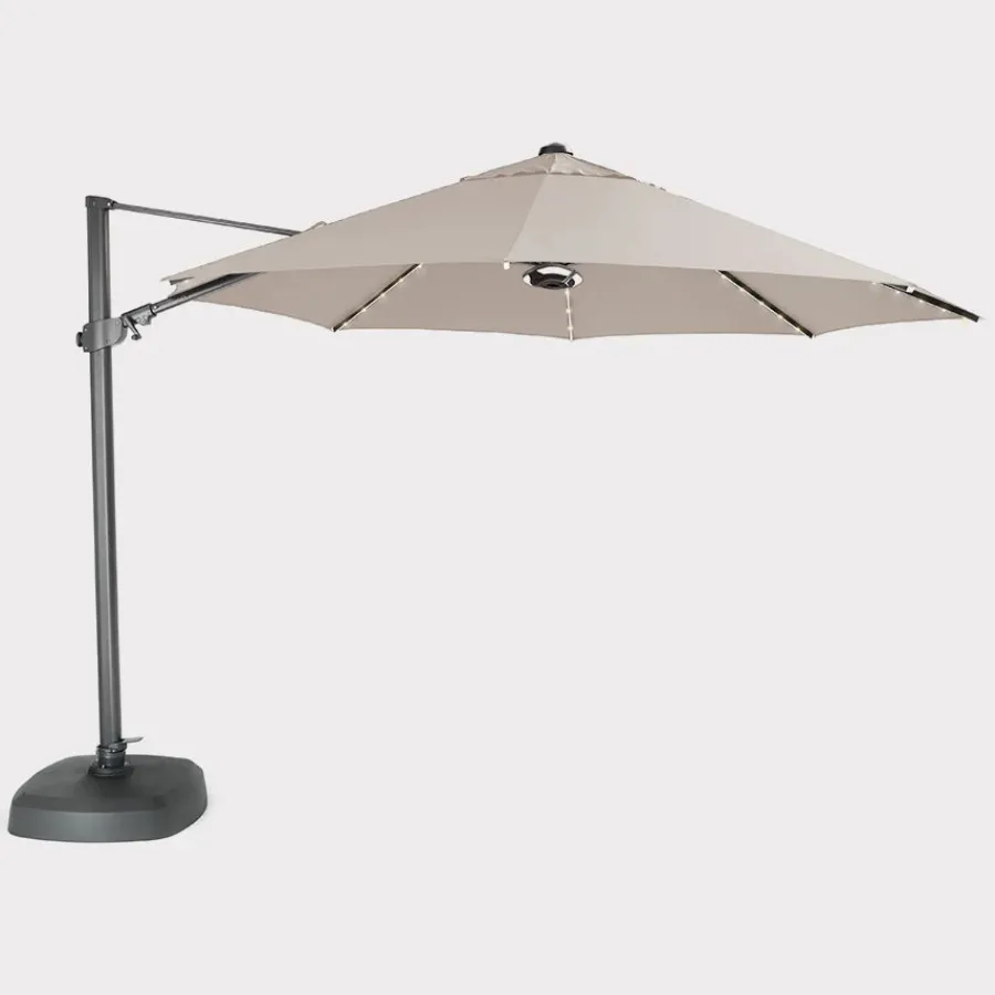Discount 3.5m Free Arm Parasol with LED Lighting and Wireless Speaker Parasols