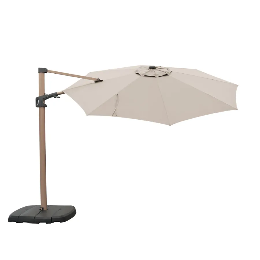 Outlet 3.0m Round Free Arm Parasol Wood Effect Parasols