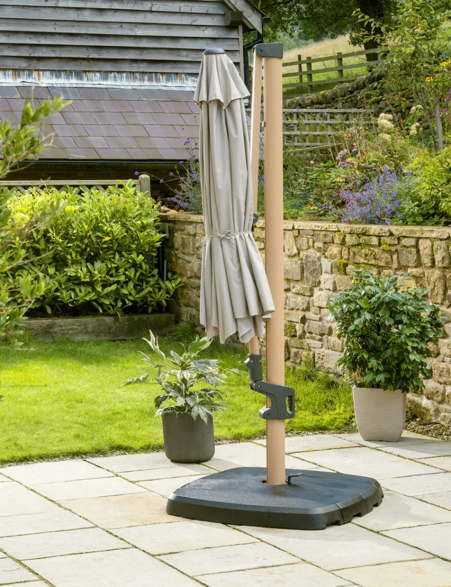 Outlet 3.0m Round Free Arm Parasol Wood Effect Parasols