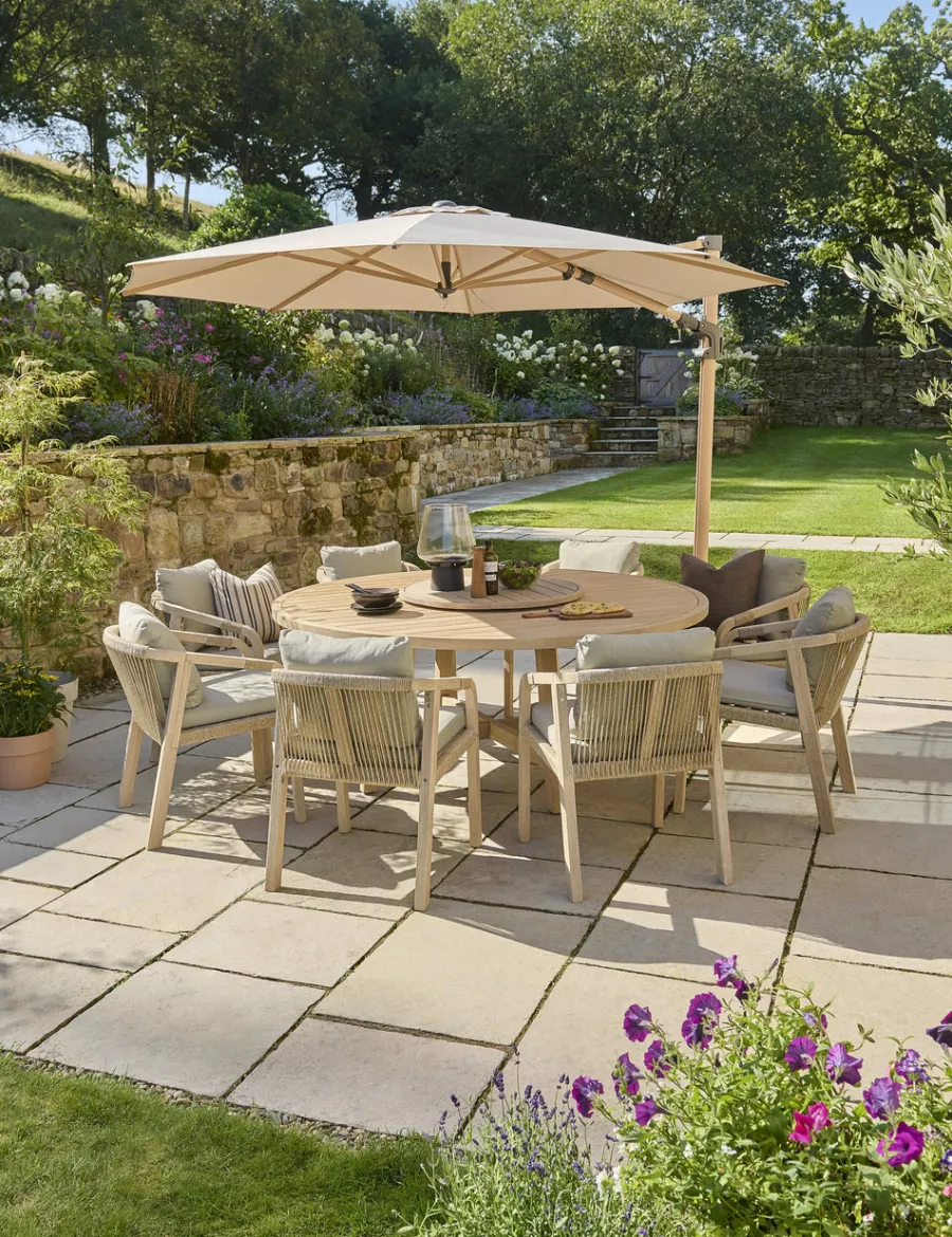 Outlet 3.0m Round Free Arm Parasol Wood Effect Parasols