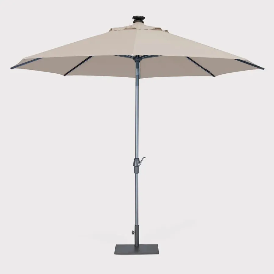 Clearance 3m Wind up Auto tilt Parasol with LED Solar lights Parasols