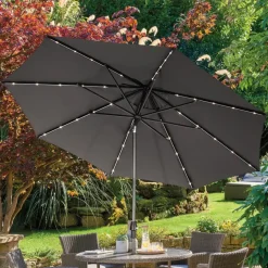 Clearance 3m Wind up Auto tilt Parasol with LED Solar lights Parasols