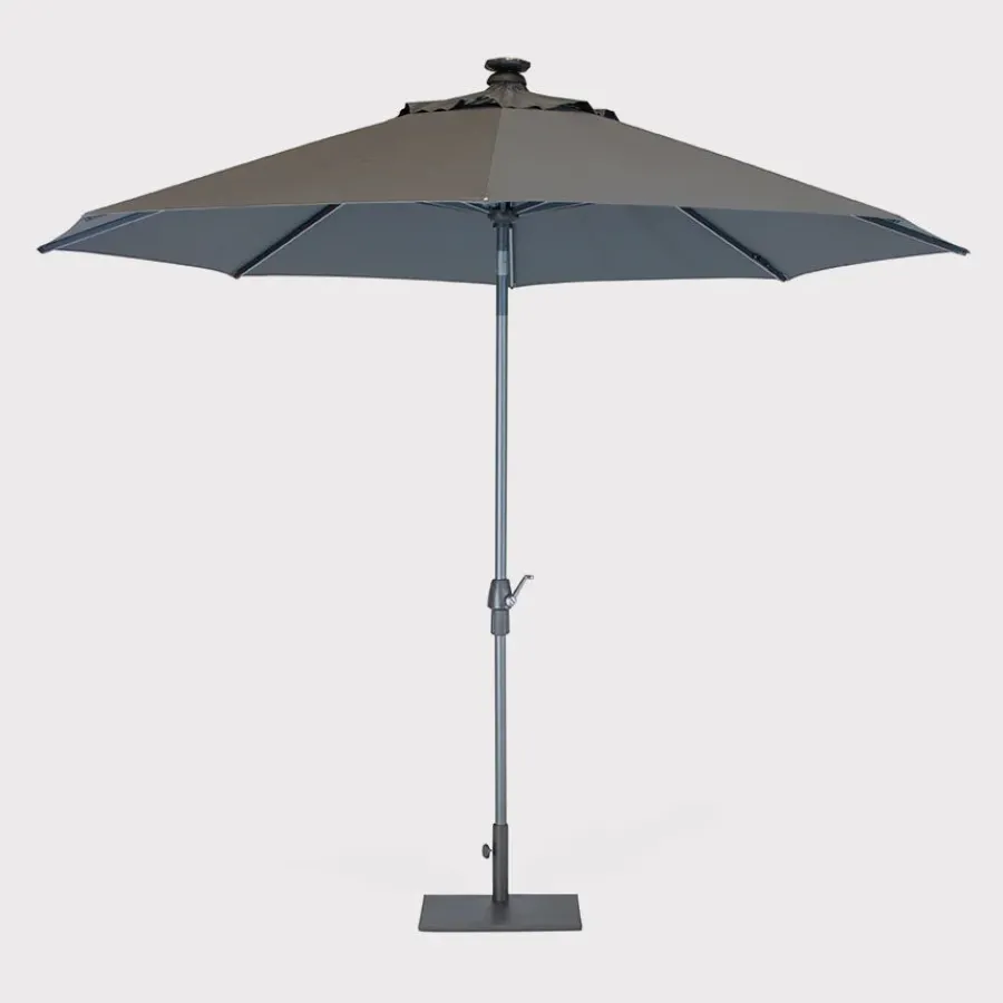 Clearance 3m Wind up Auto tilt Parasol with LED Solar lights Parasols