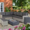 New Palma Corner Sofa with Kalos Universal Fire Pit Table & Free Gas Bottle Storage Rattan | Lounge Sets
