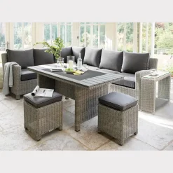 Best Palma Dark Oak Slat Top Table Tables | Dining Tables