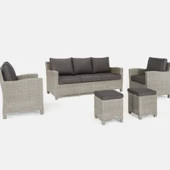 Online Palma Lounge Sofa Set with Universal Fire Pit Coffee Table Rattan | Lounge Sets