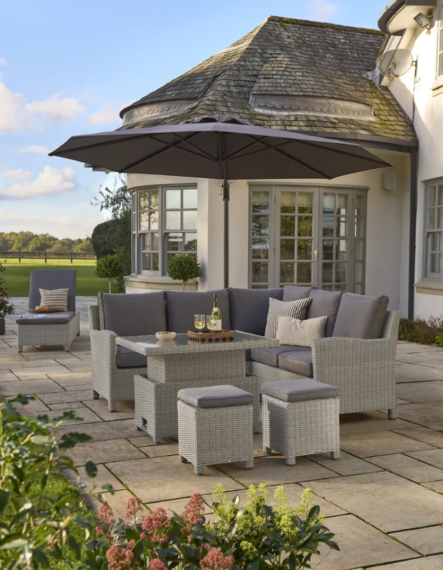 Hot Palma Mini High/Low Table with Alu Slat Top Tables | Dining Tables