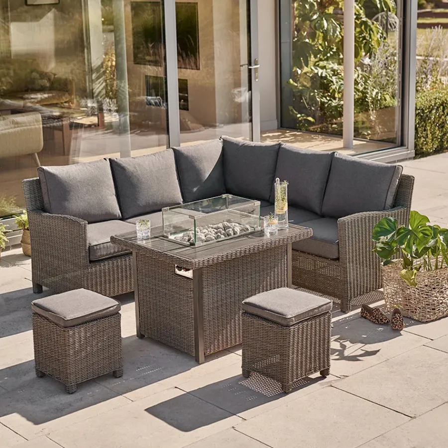 New Palma Mini Rattan Fire Pit Table Rattan