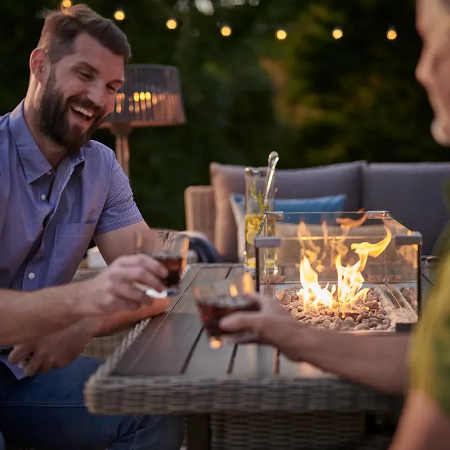 New Palma Mini Rattan Fire Pit Table Rattan