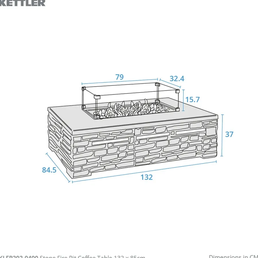 Hot Stone Fire Pit Coffee Table 132 x 85cm Bowls & Tables | Coffee Tables