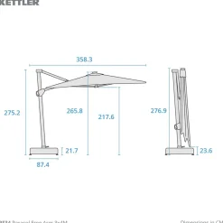 Hot 4x3m Large Free Arm Garden Parasol Parasols